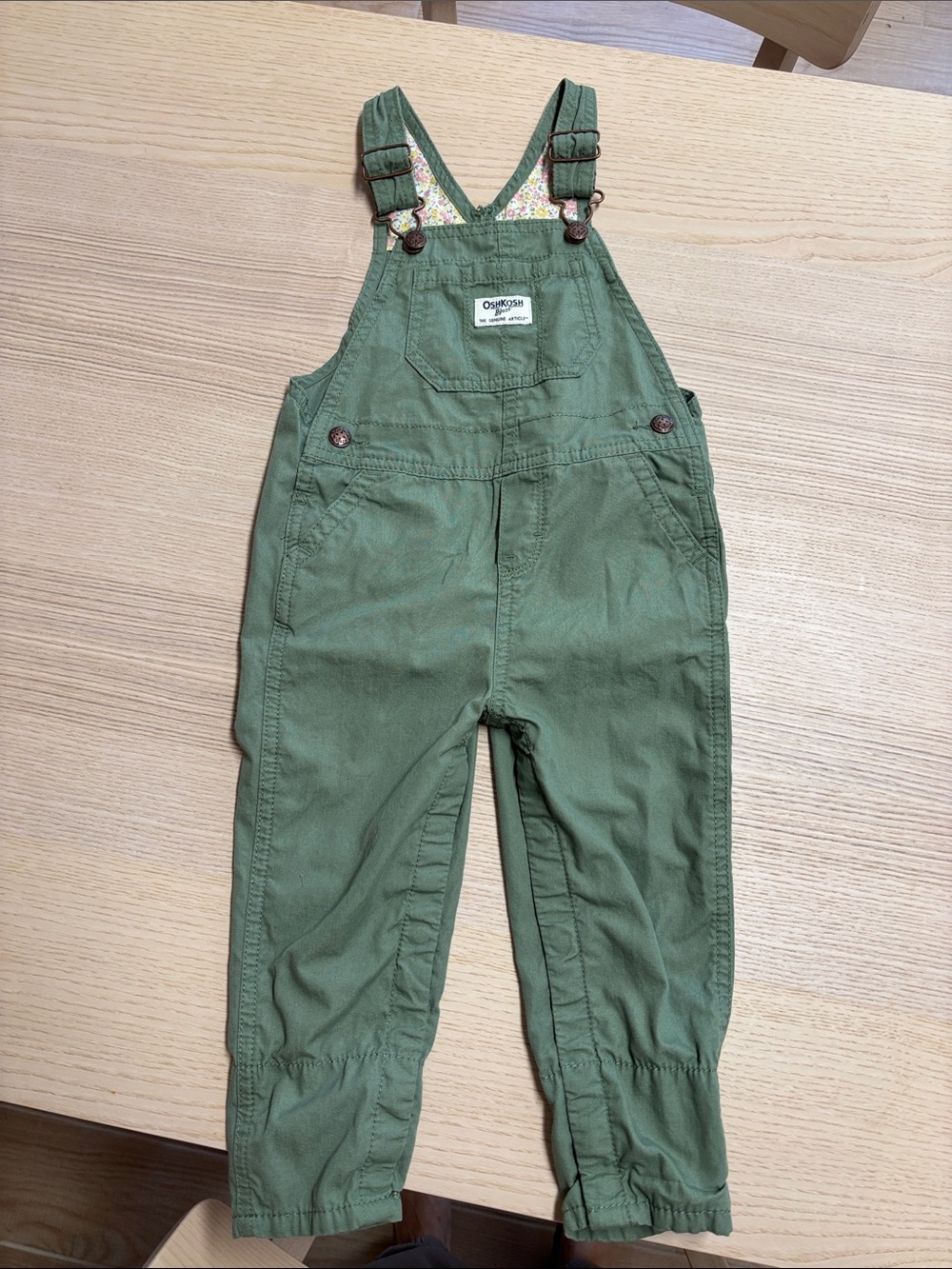 OshKosh B'gosh Green Kids Overalls with Floral Lining